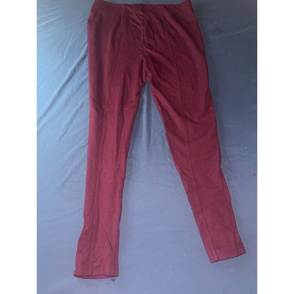 Chaus New York Womens Size M Burgundy Maroon Elastic Waist Ankle Leggings Pants